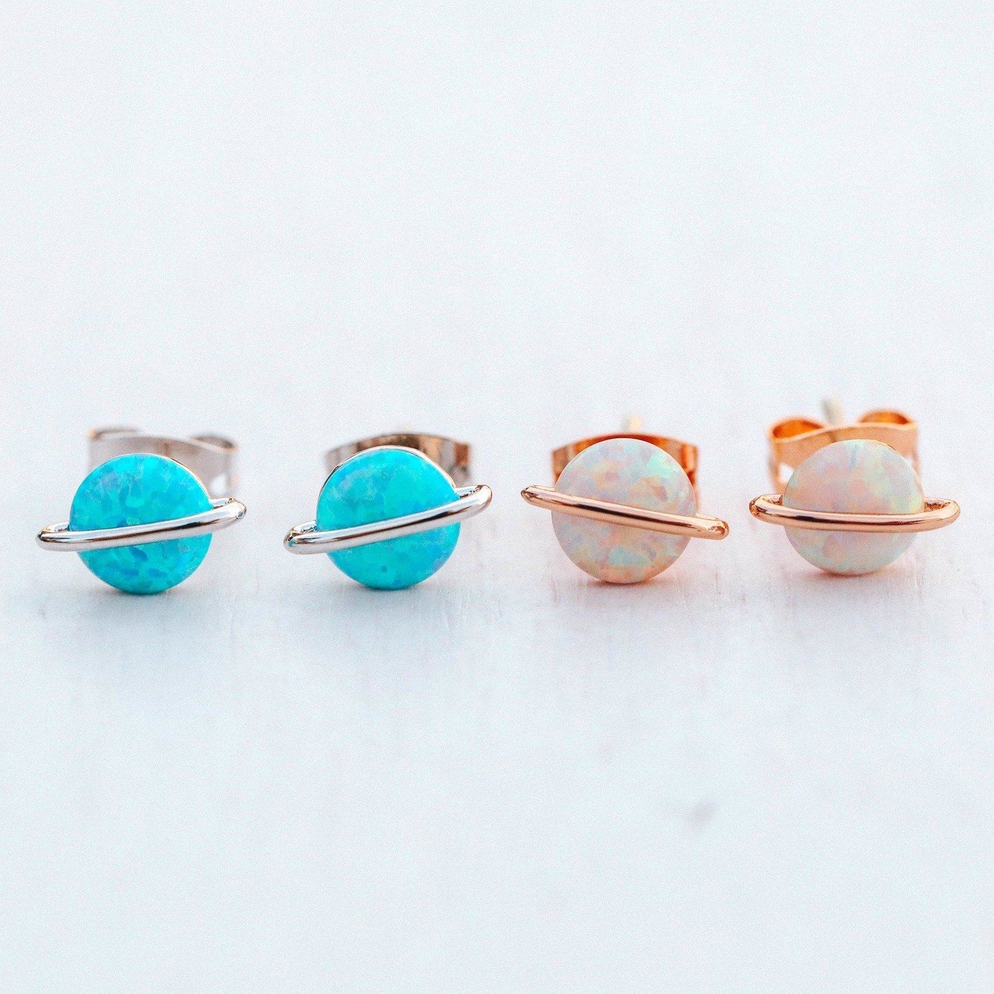 Opal Saturn Stud Earrings