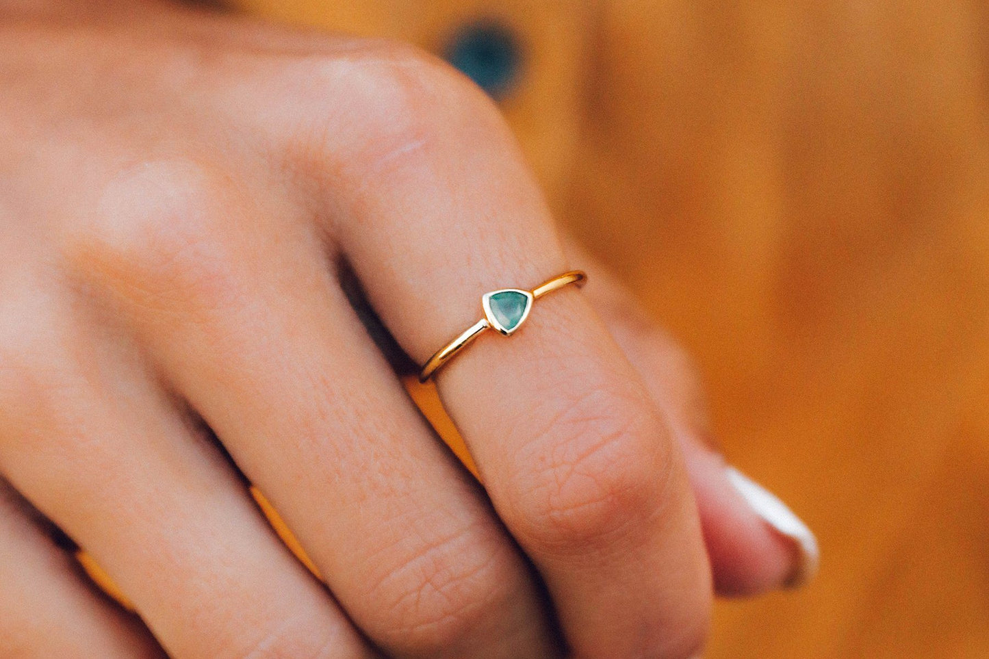 Triangle Chalcedony Ring