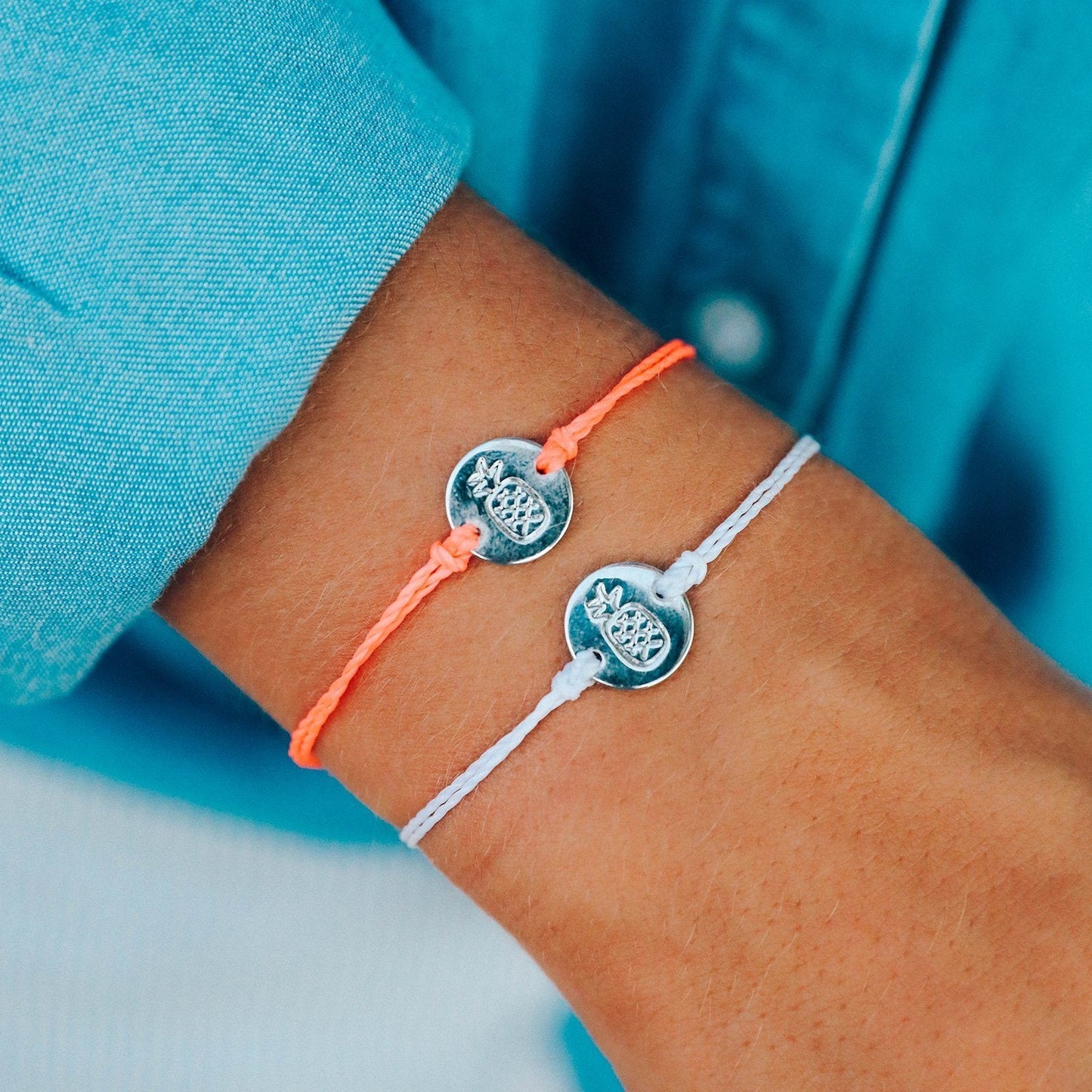 Silver Pineapple Coin Charm