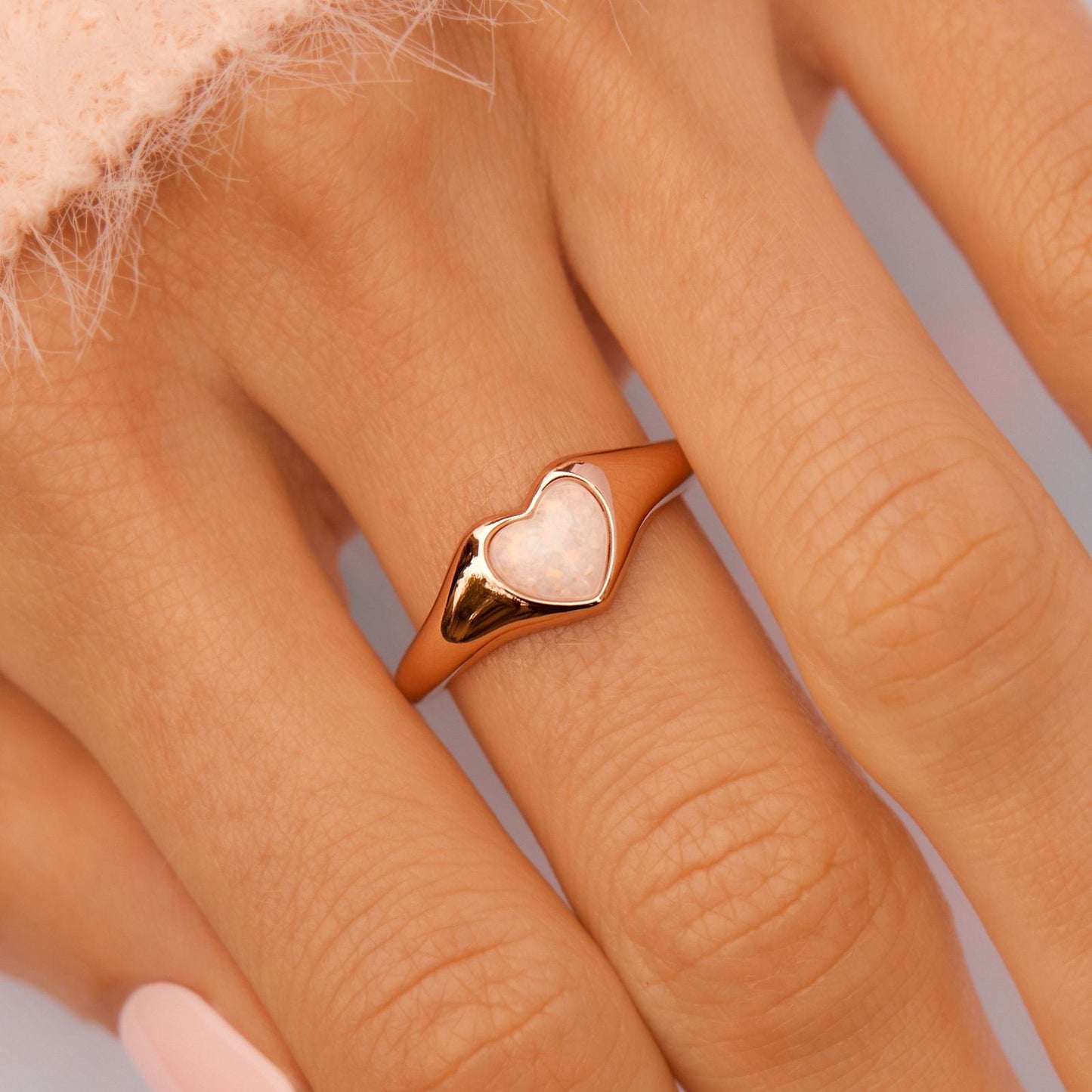 Stone Heart Signet Ring
