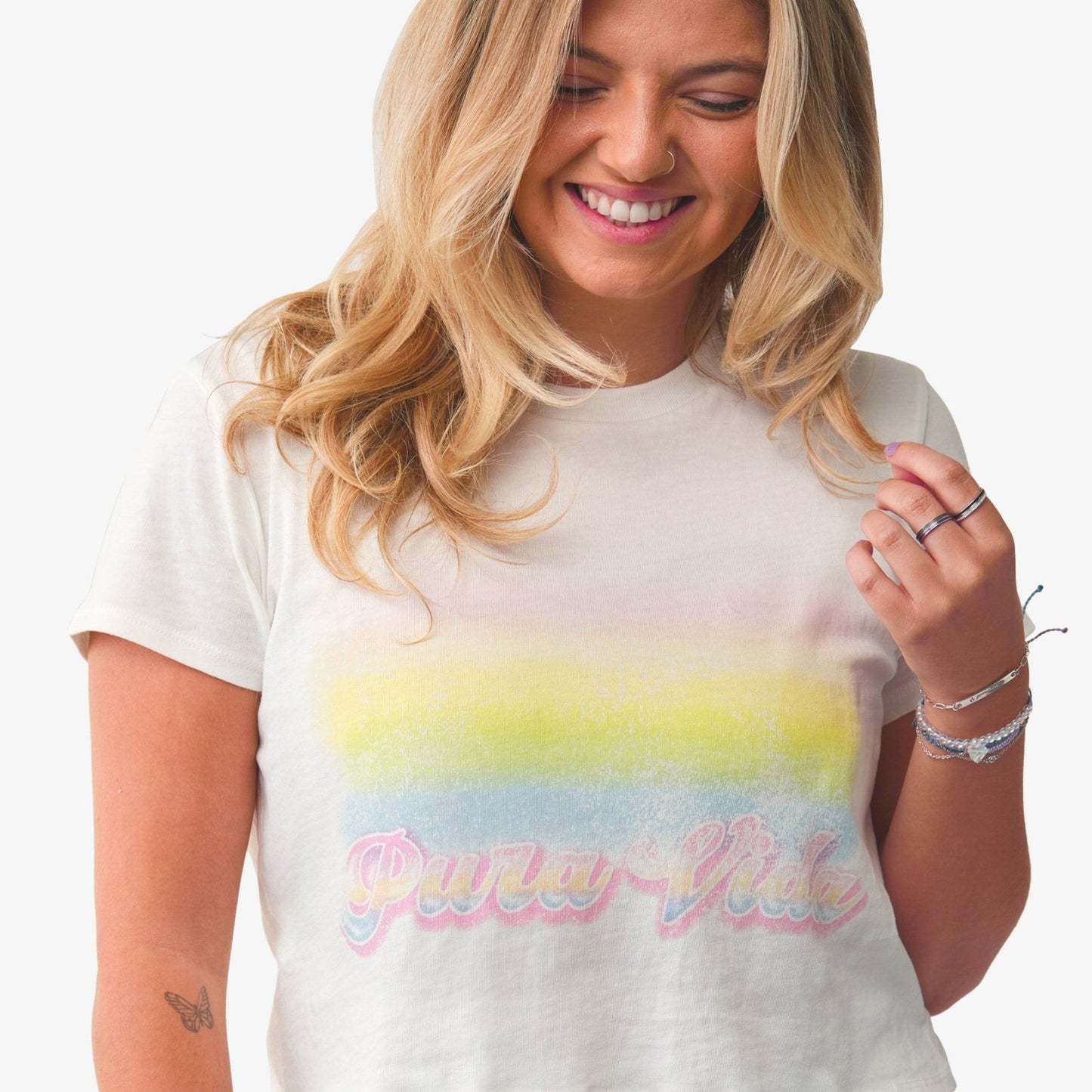 Pura Vida Rainbow Crop Tee