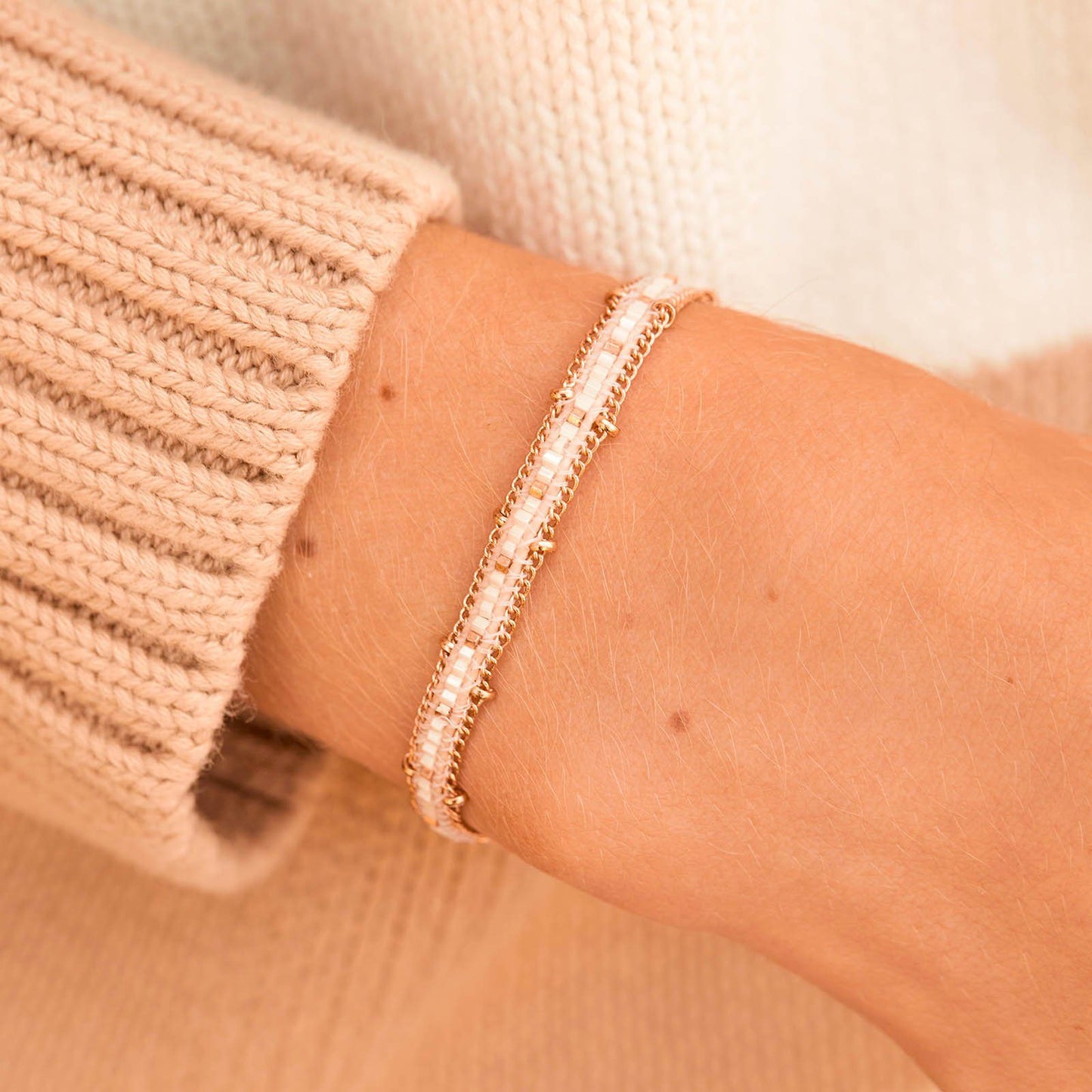 Seed Bead and Chain Bracelet