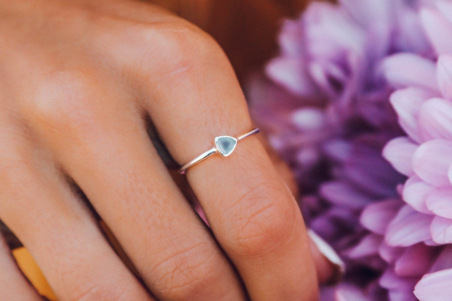 Triangle Chalcedony Ring