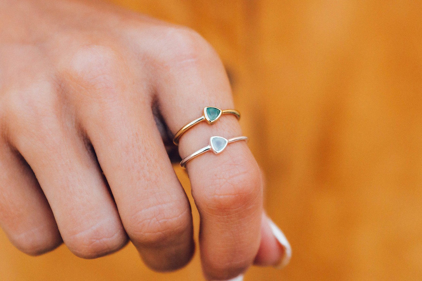 Triangle Chalcedony Ring