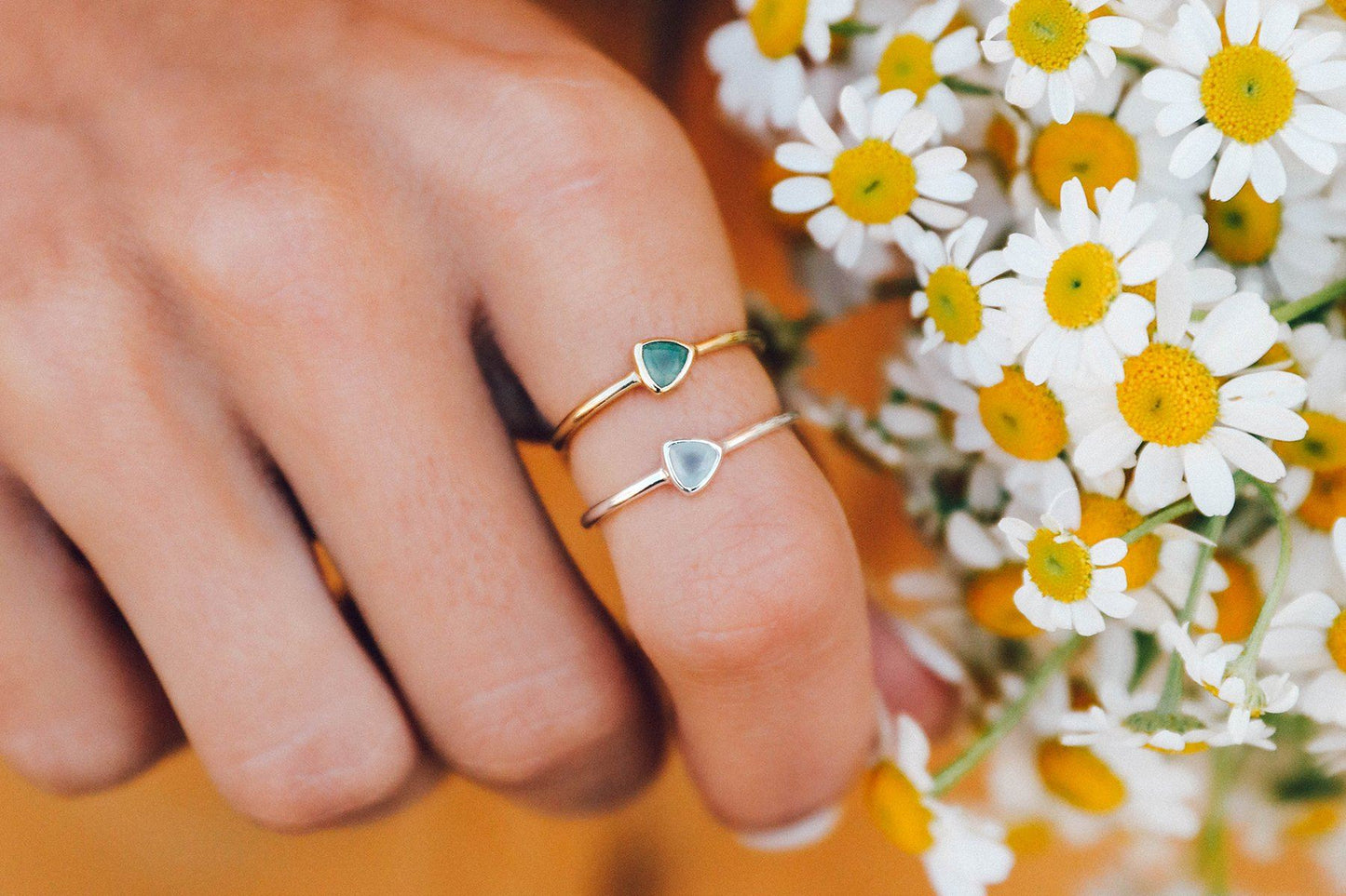 Triangle Chalcedony Ring