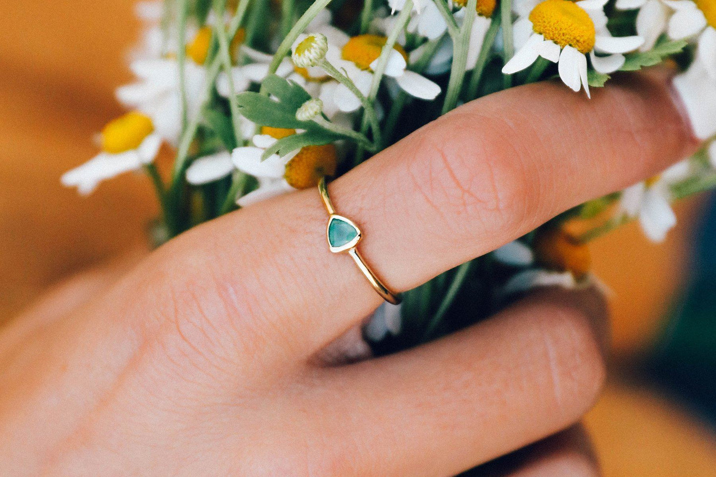 Triangle Chalcedony Ring