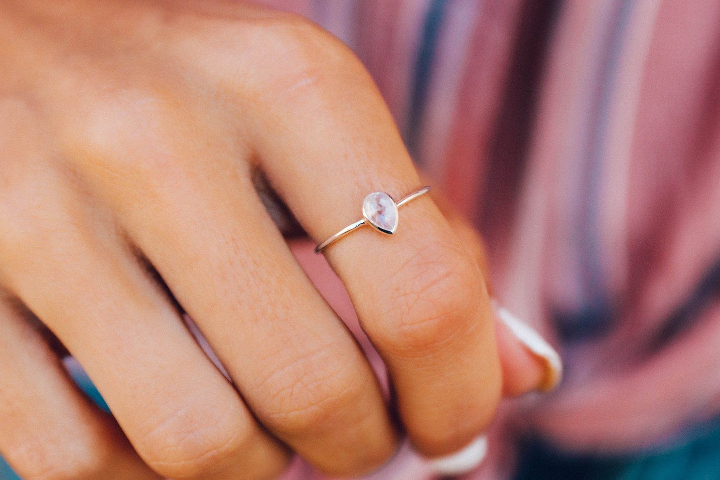 Teardrop Moonstone Ring