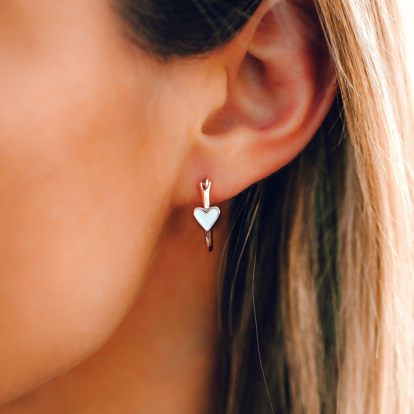 Petite Heart Hoop Earrings