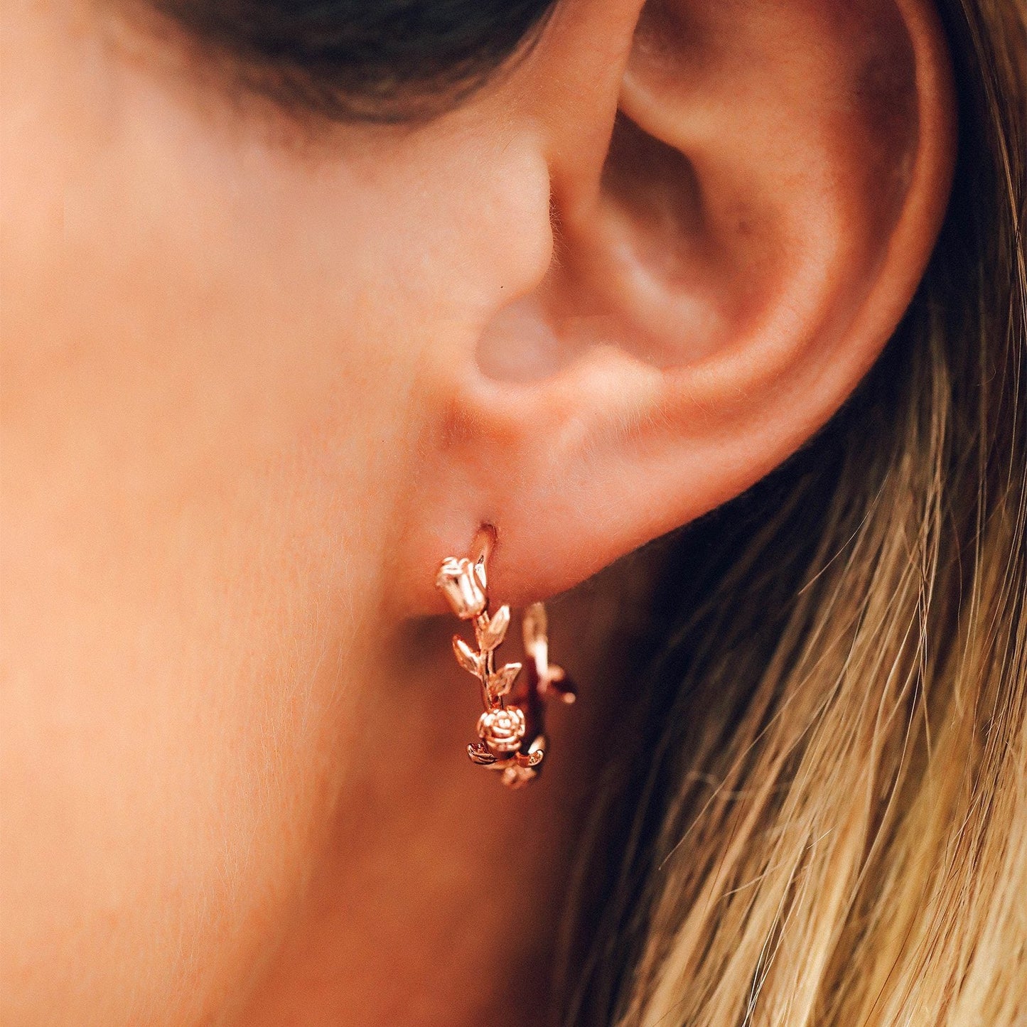 Disney Belle Rose Hoop Earrings