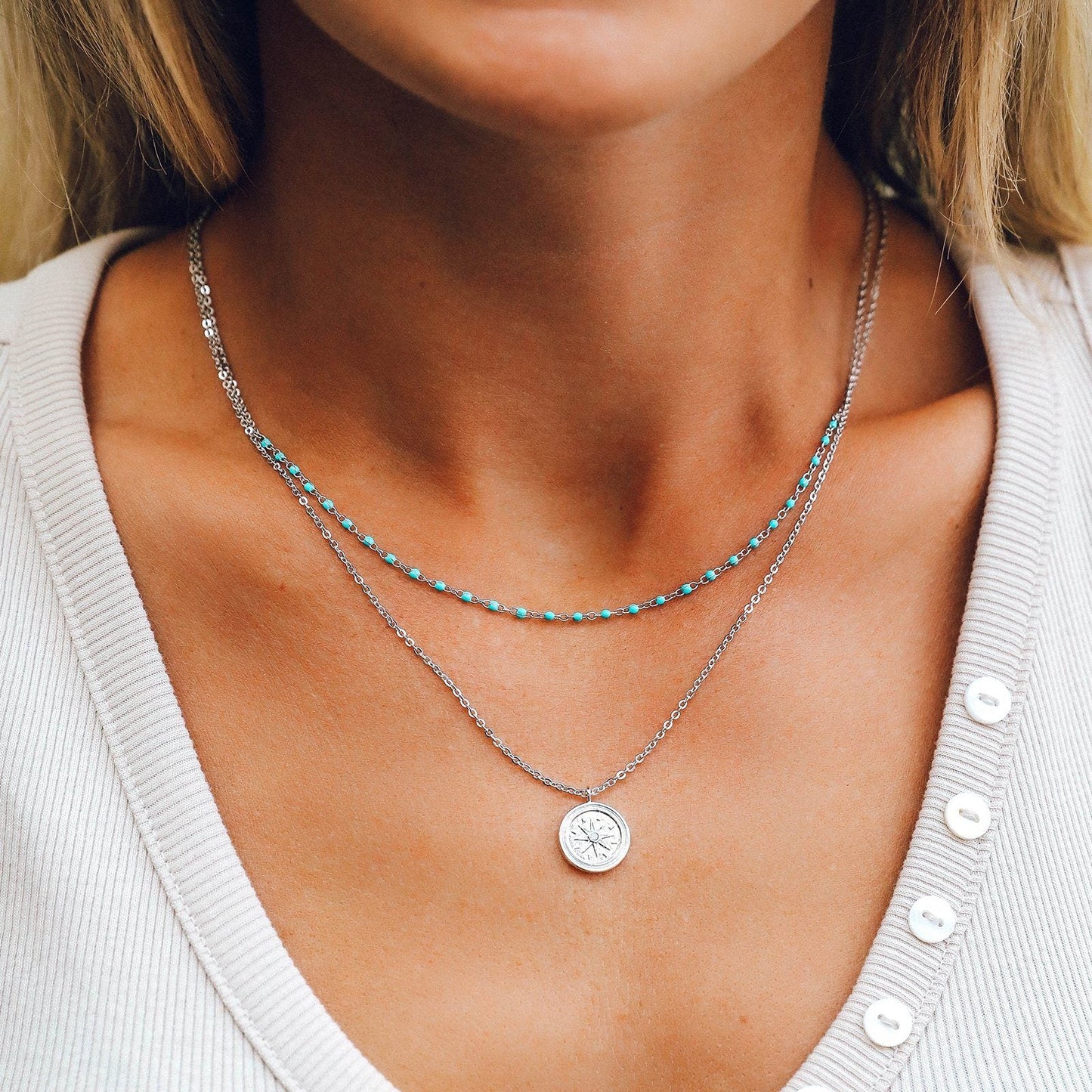 Disney Pocahontas Compass Coin Layered Necklace