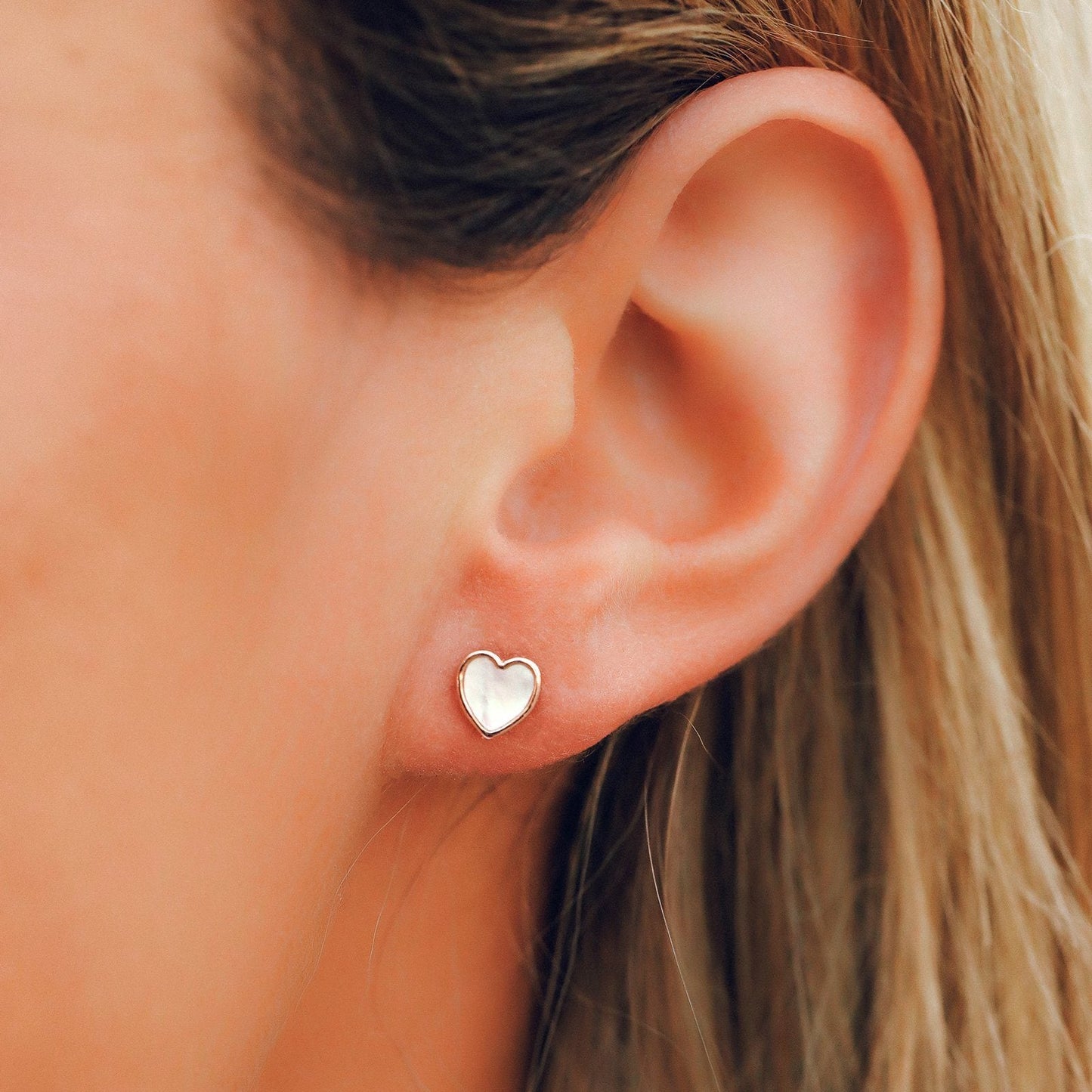 Heart of Pearl Stud Earrings