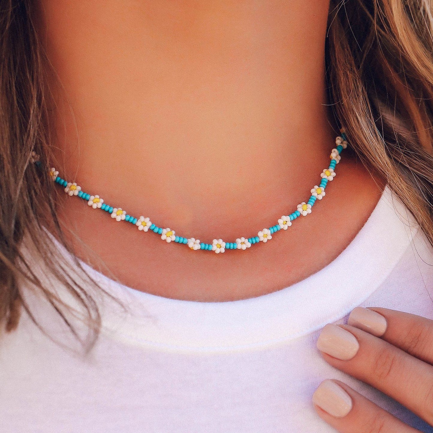 Daisy Seed Bead Choker