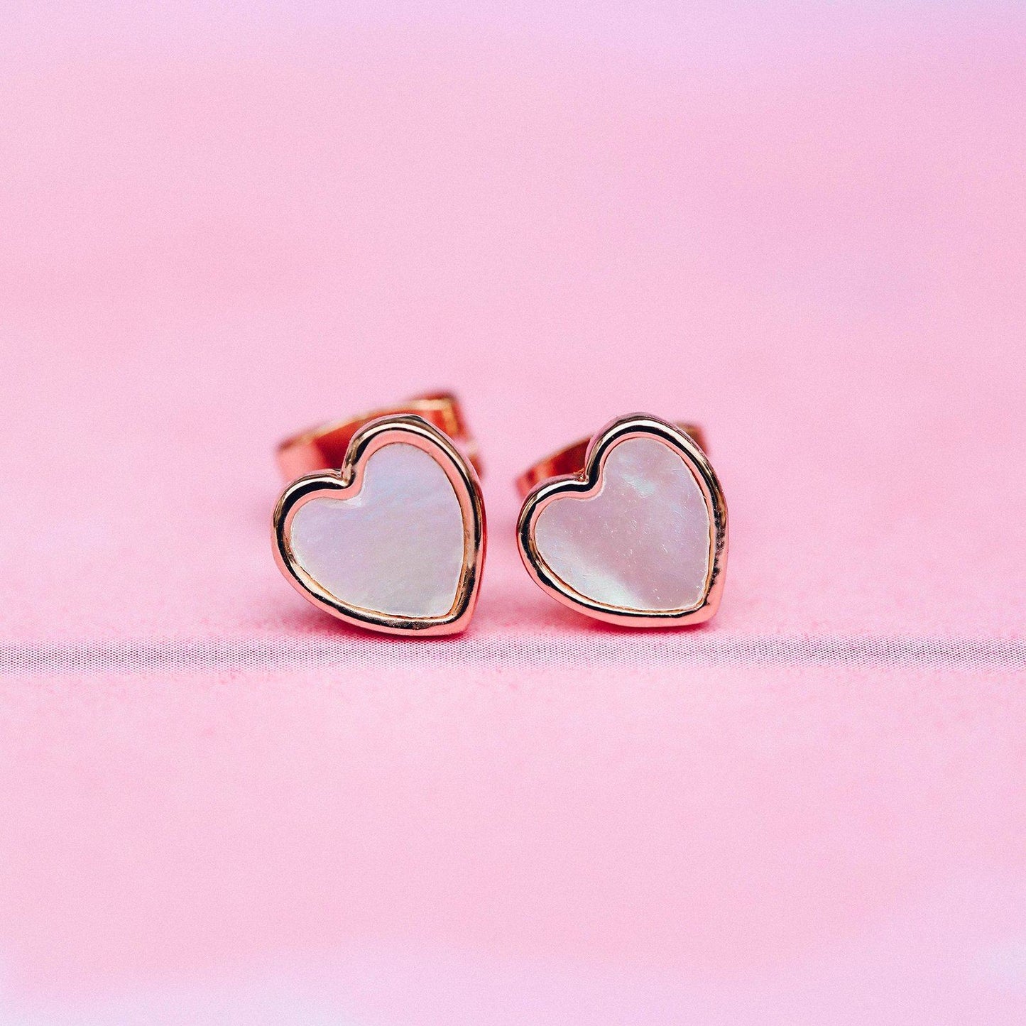 Heart of Pearl Stud Earrings