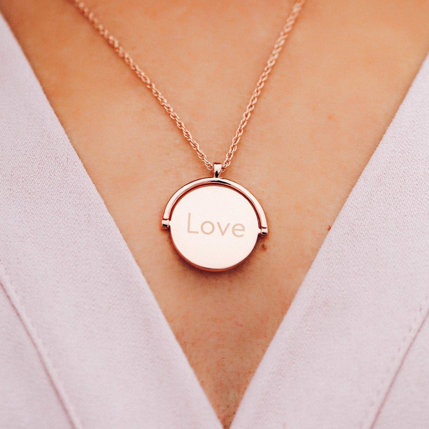 Engravable Double-Sided Spinner Necklace