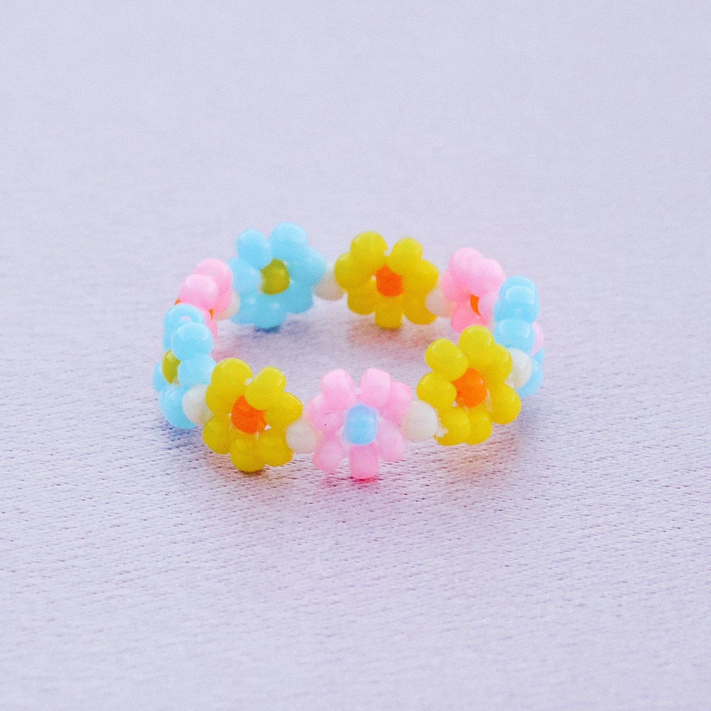 Beaded Flower Stretch Ring