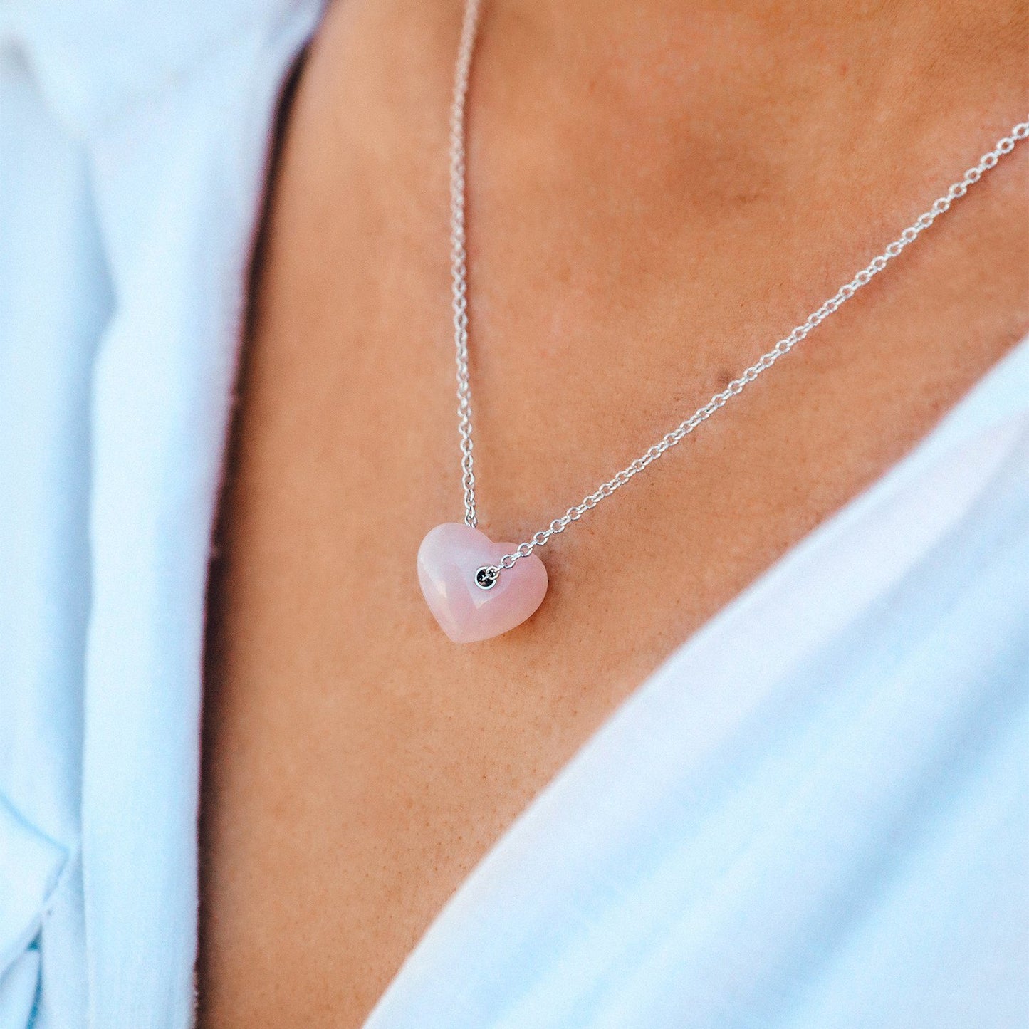 Rose Quartz Heart Necklace
