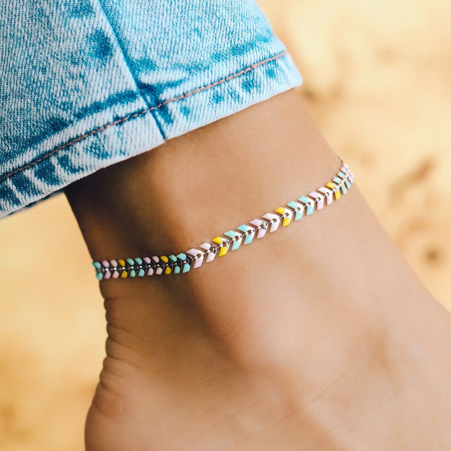 Rainbow Chevron Anklet