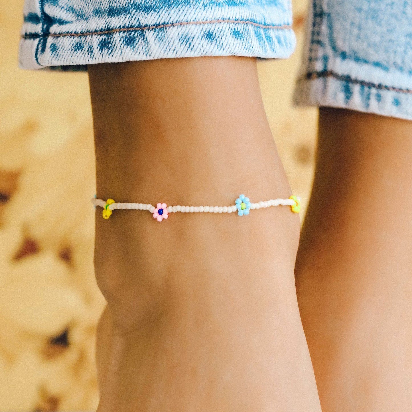 Beaded Flower Anklet