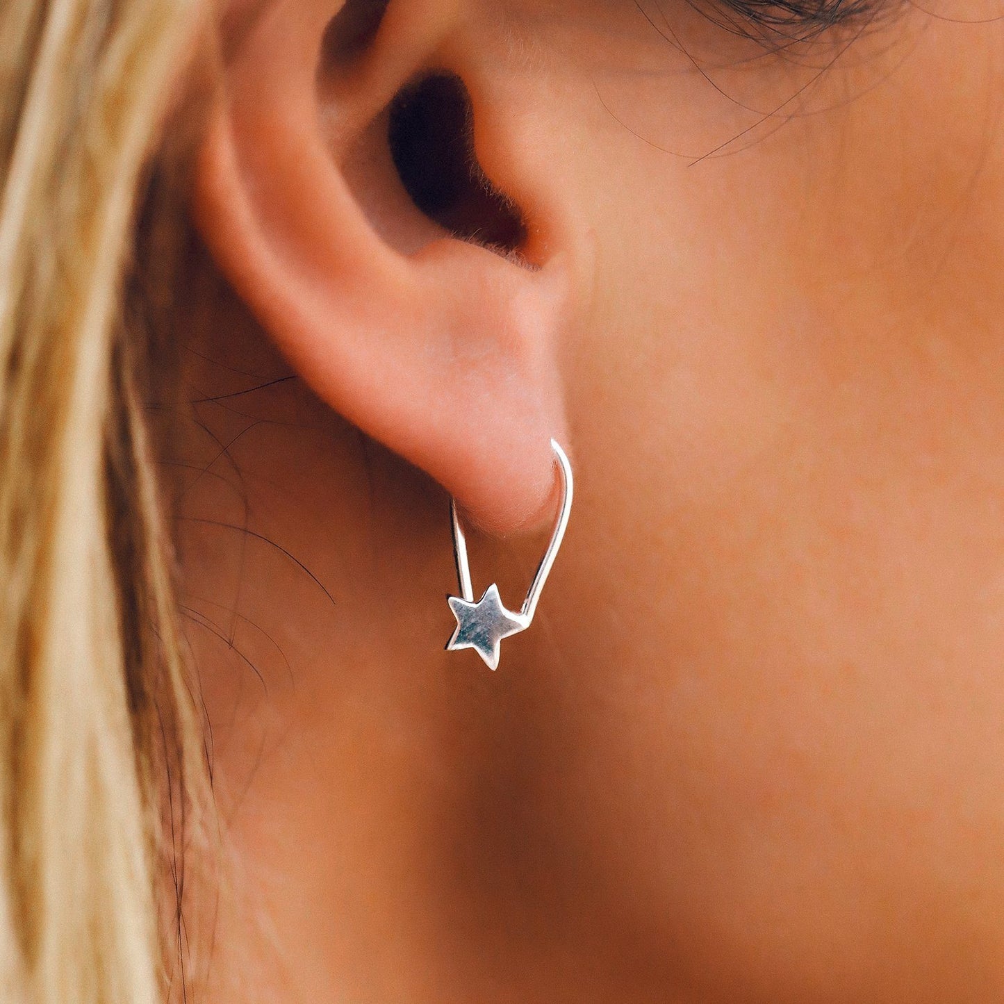 Star Safety Pin Earrings