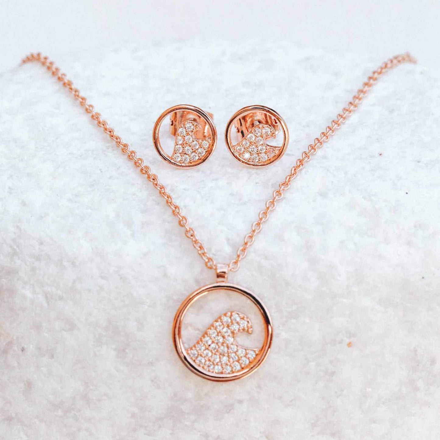 Pave Wave Necklace & Earring Set