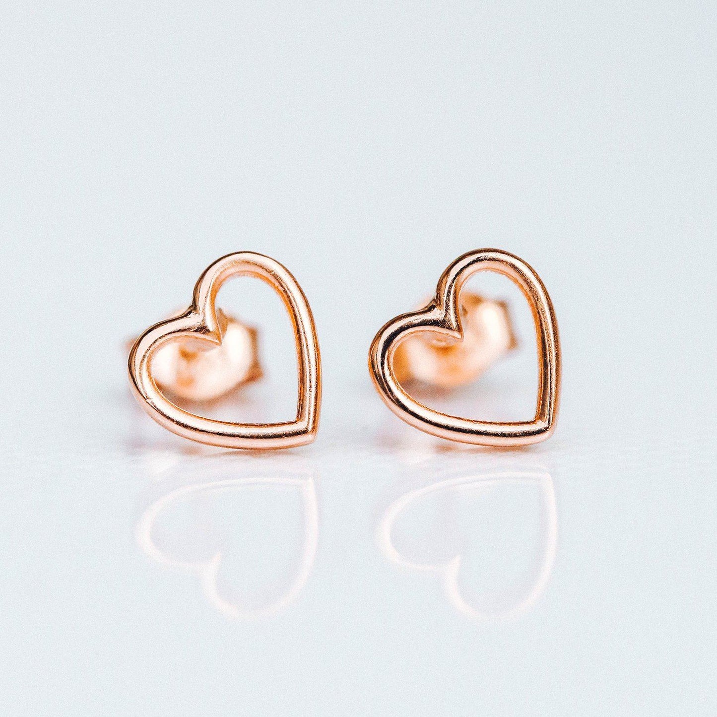 Open Heart Stud Earrings