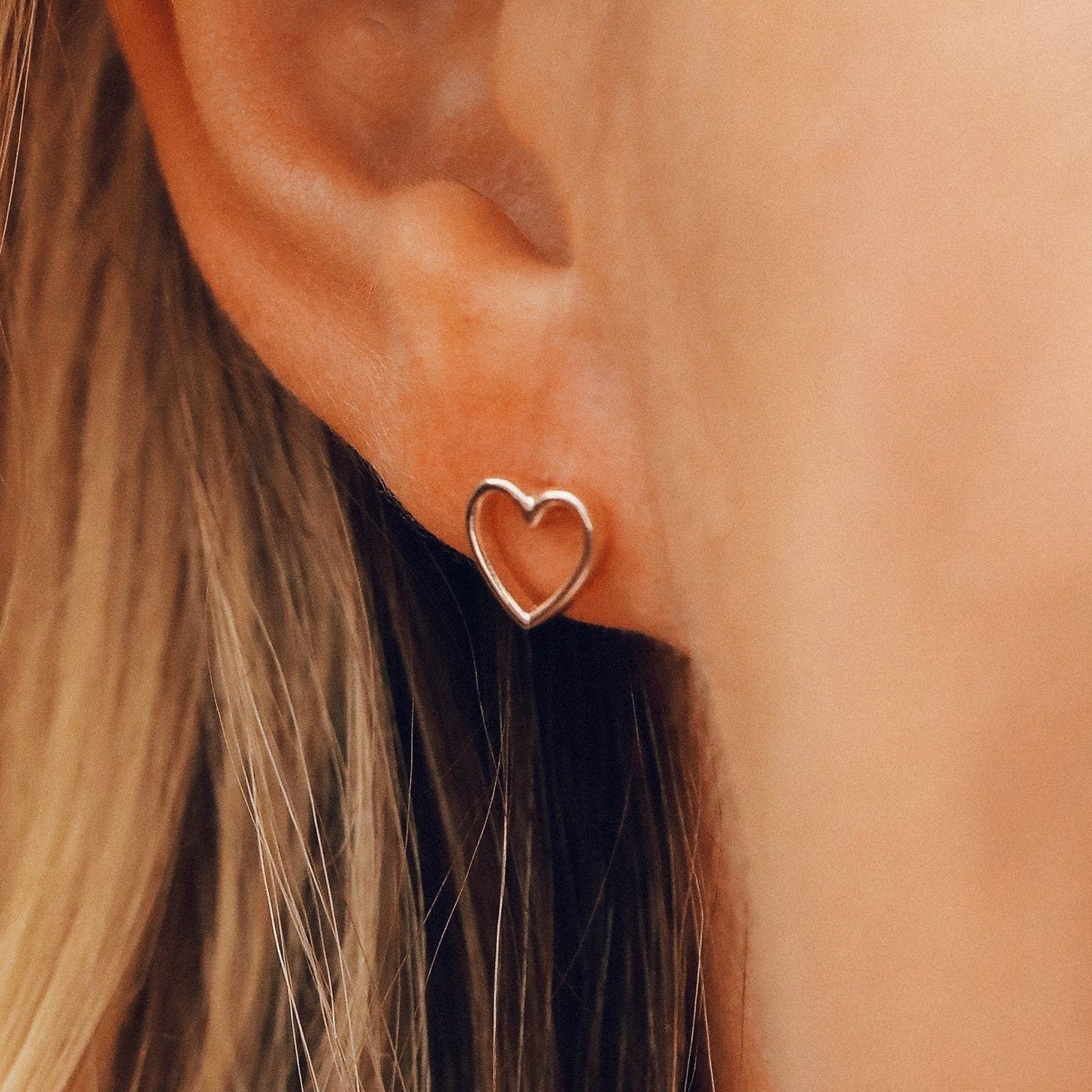 Open Heart Stud Earrings