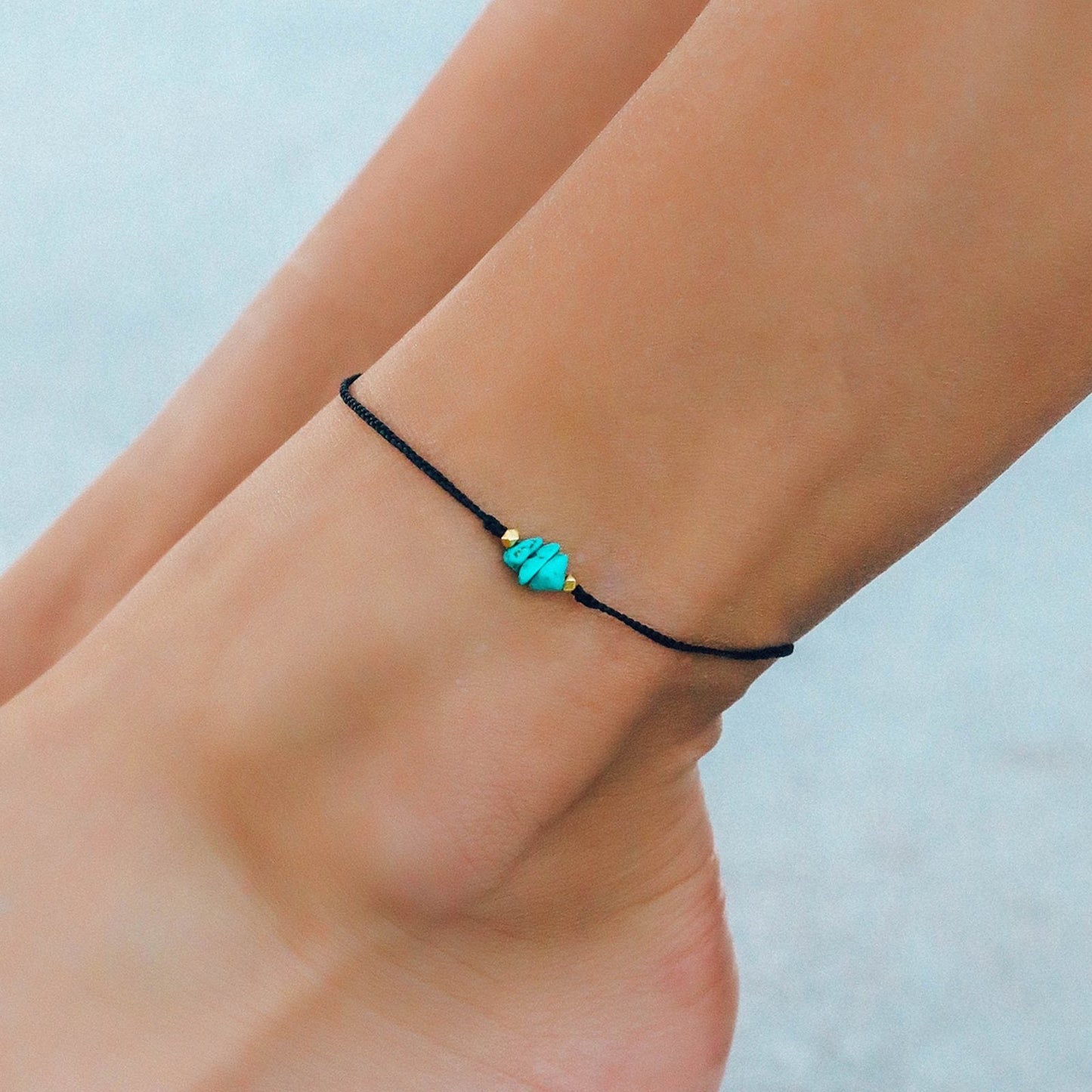 Turquoise Raw Stone Anklet