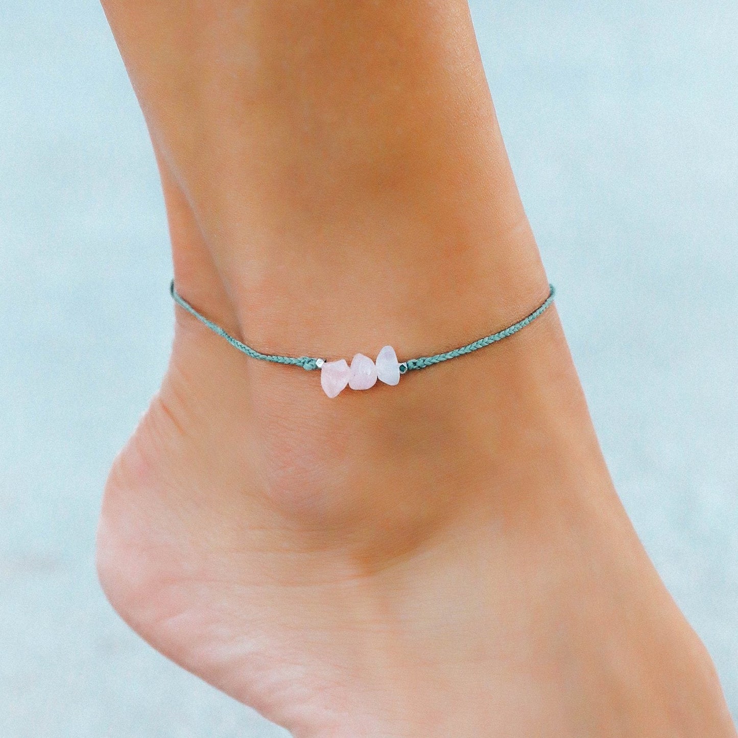 Rose Quartz Raw Stone Anklet