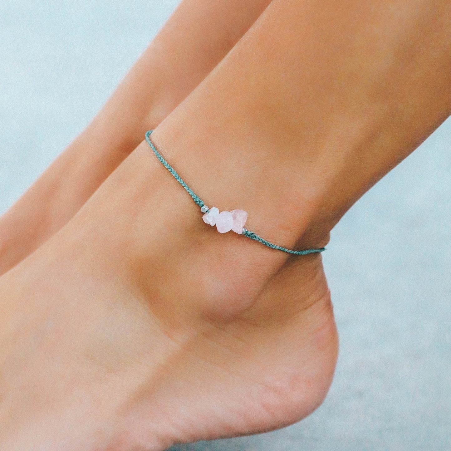 Rose Quartz Raw Stone Anklet