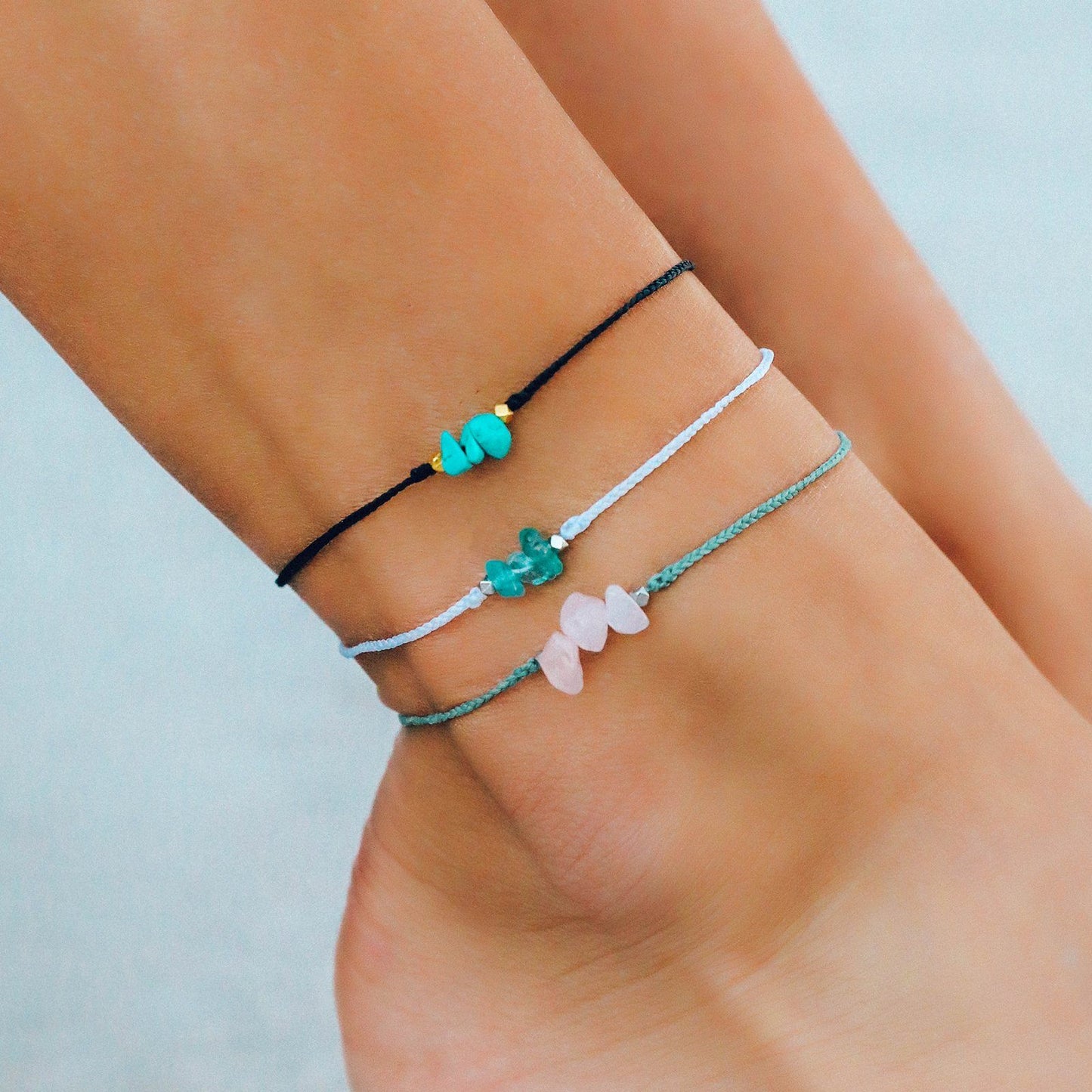Rose Quartz Raw Stone Anklet