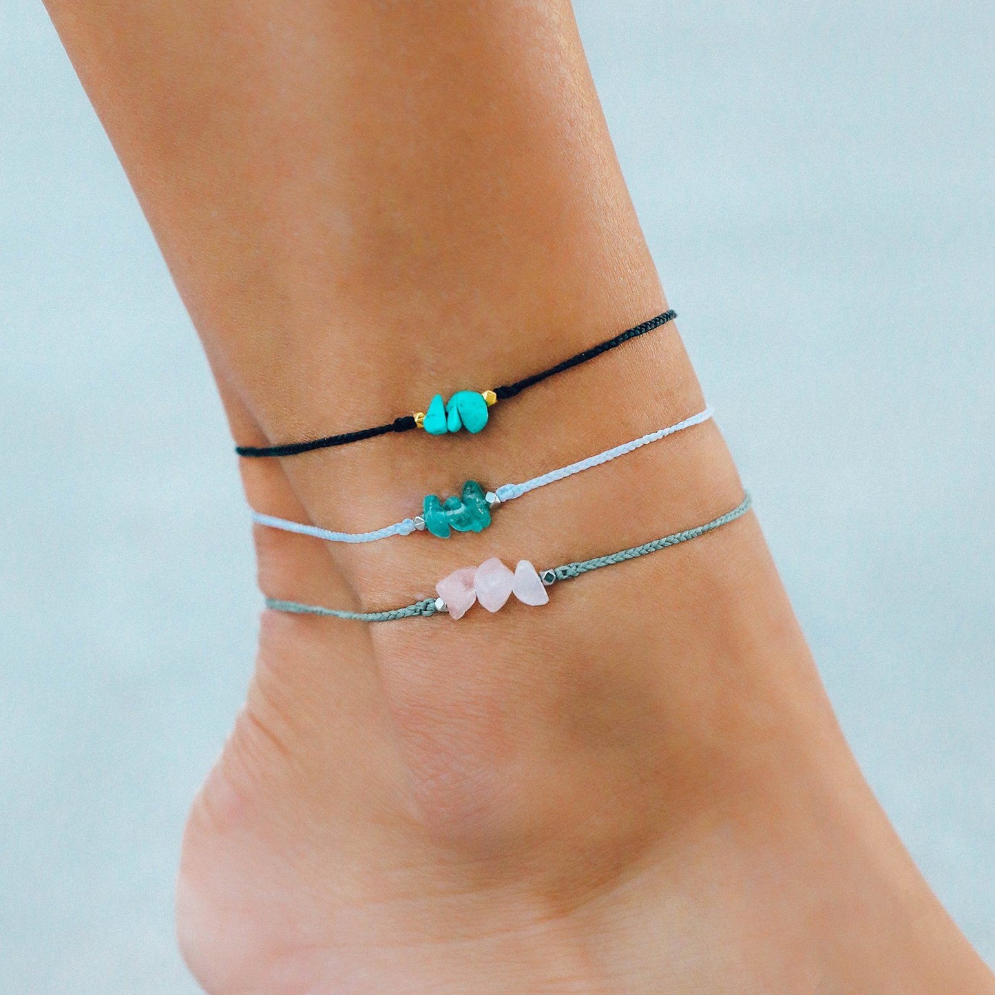 Rose Quartz Raw Stone Anklet