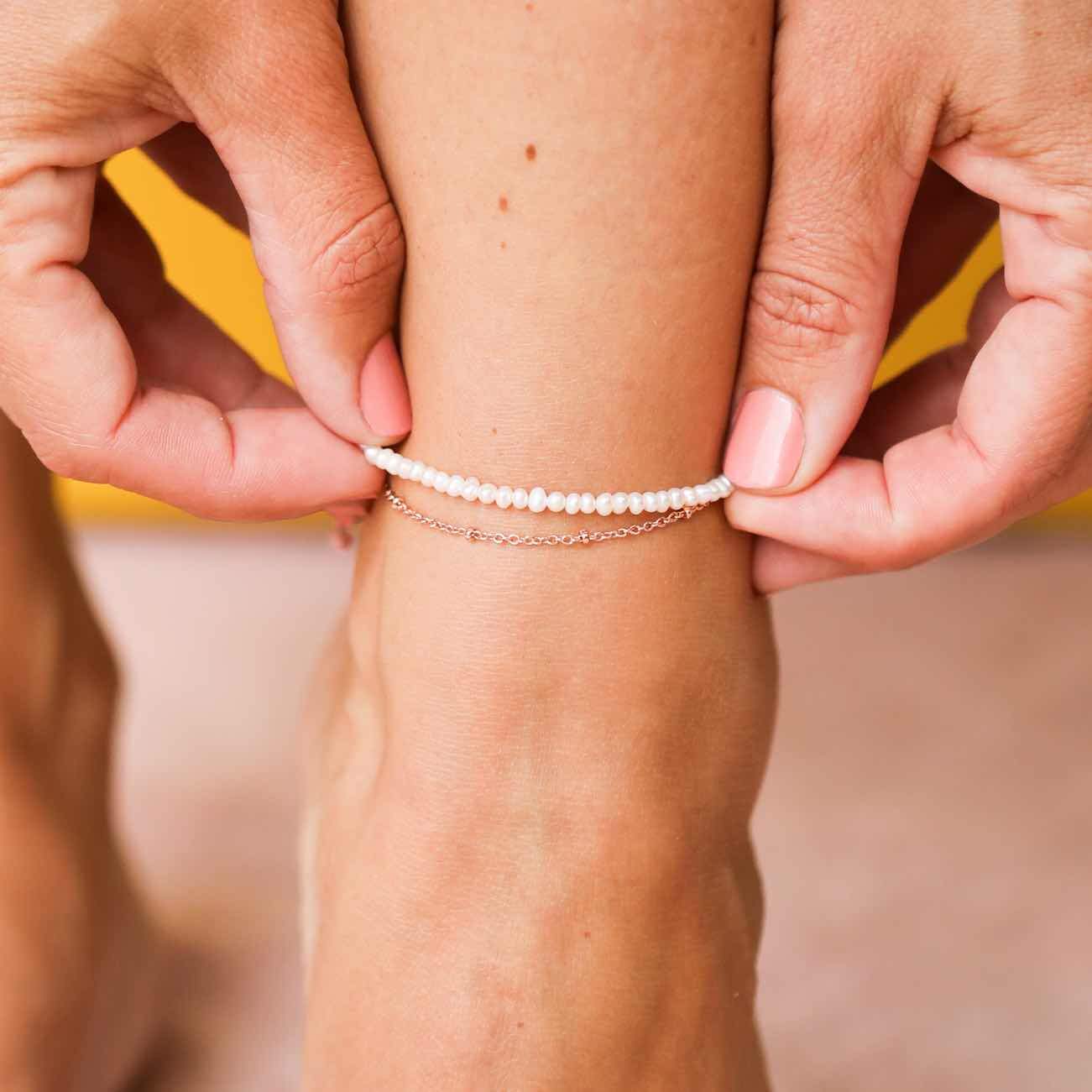 Bitty Pearl Chain Anklet