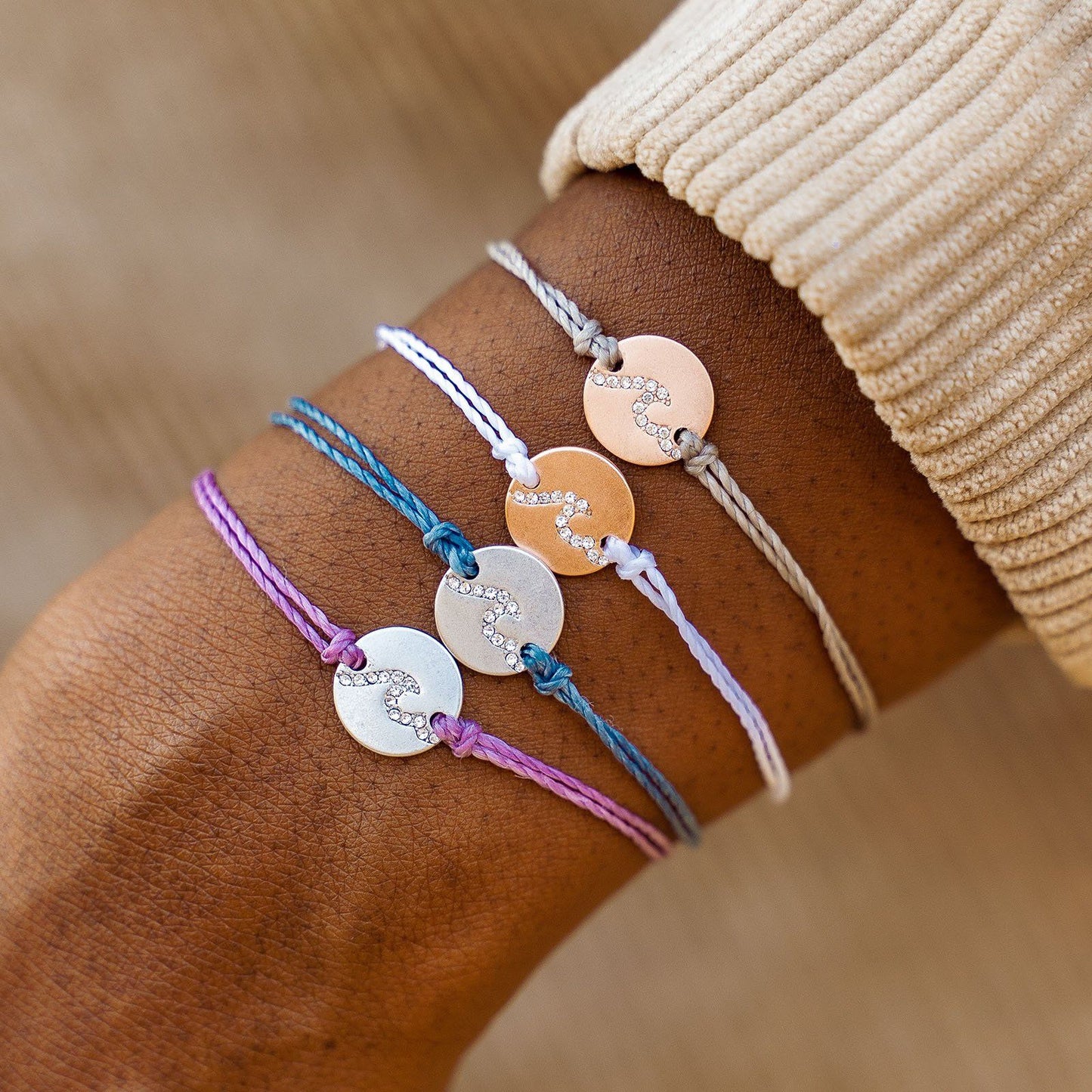 Pave Wave Coin Charm