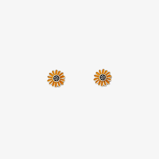 Enamel Sunflower Stud Earrings