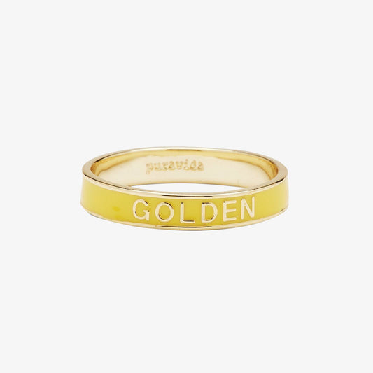 Golden Enamel Word Ring