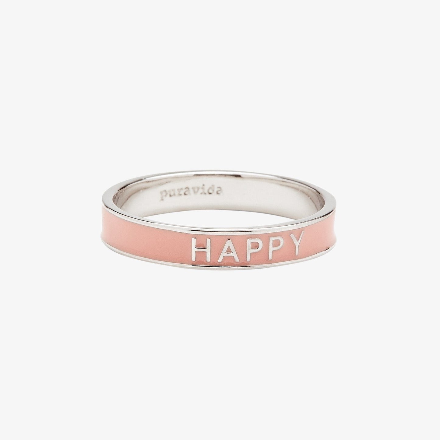 Happy Enamel Word Ring