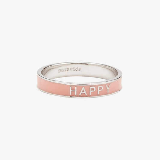 Happy Enamel Word Ring