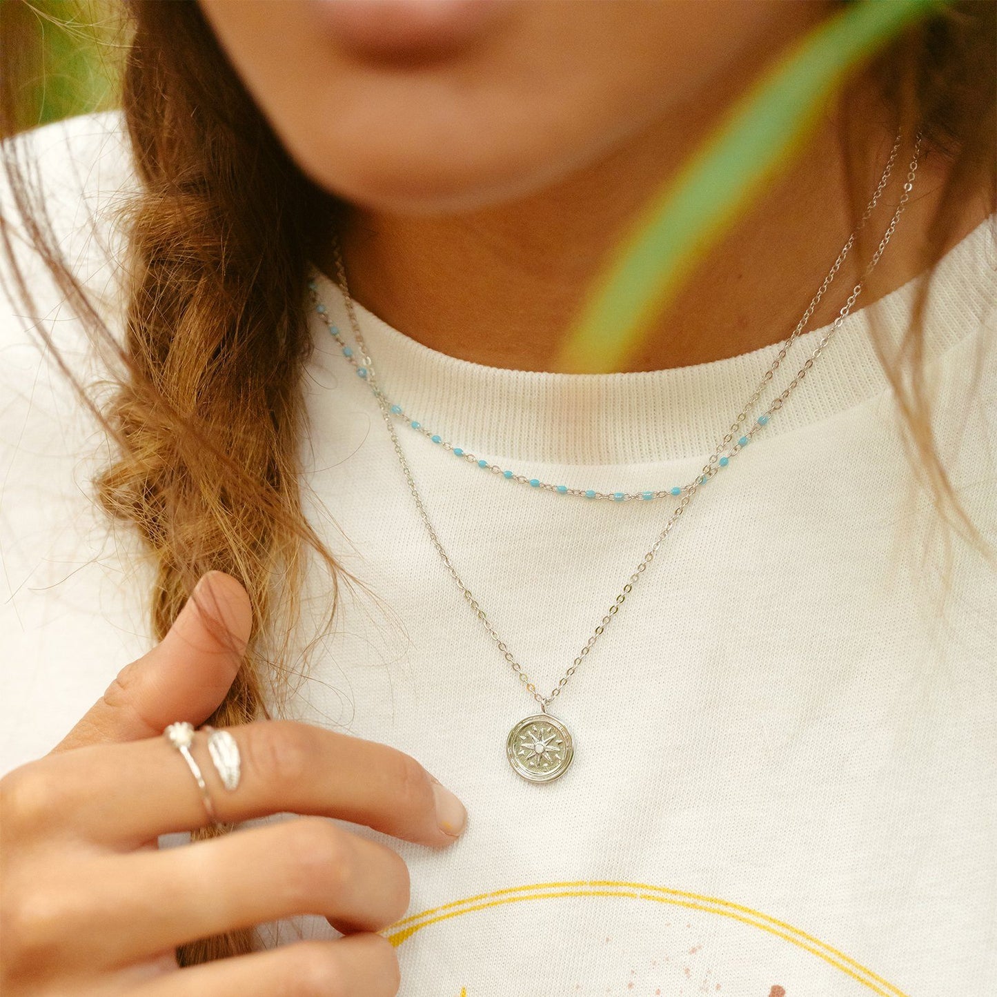 Disney Pocahontas Compass Coin Layered Necklace