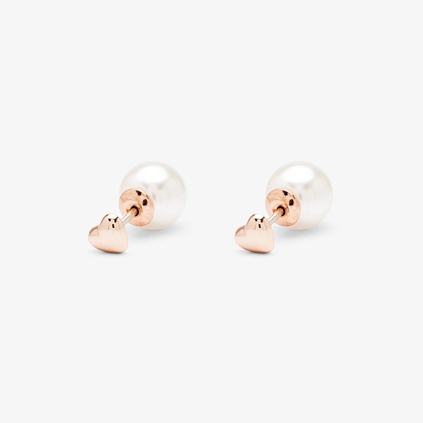 Pearl & Heart Double Sided Stud Earring