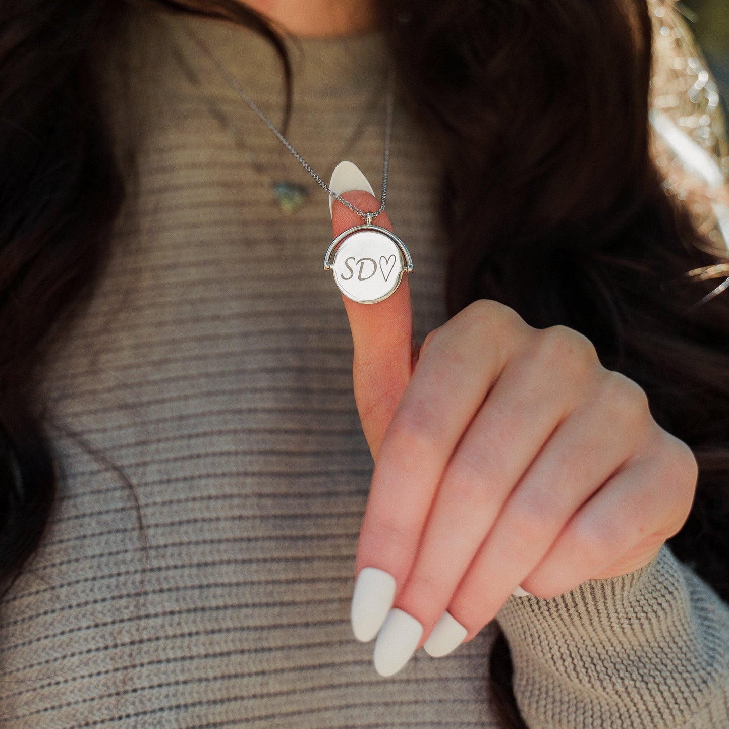 Engravable Double-Sided Spinner Necklace