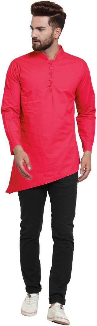 Men Solid Asymmetric Kurta